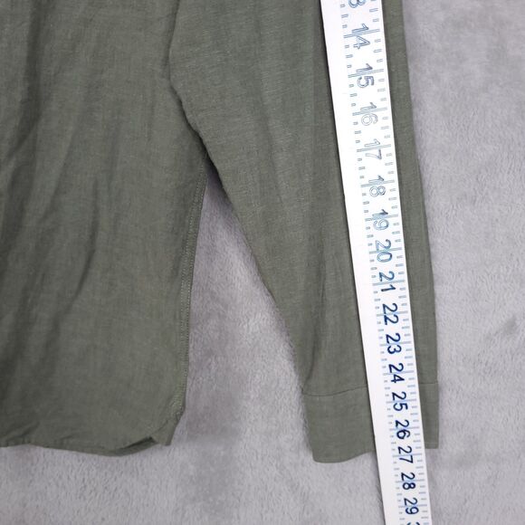 Raging Bull Button Up Shirt Mens Olive Size M Long Sleeve Linen Blend Logo NWT - Picture 6 of 16